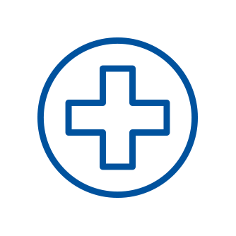 Icon of a medical cross enclosed in a circle