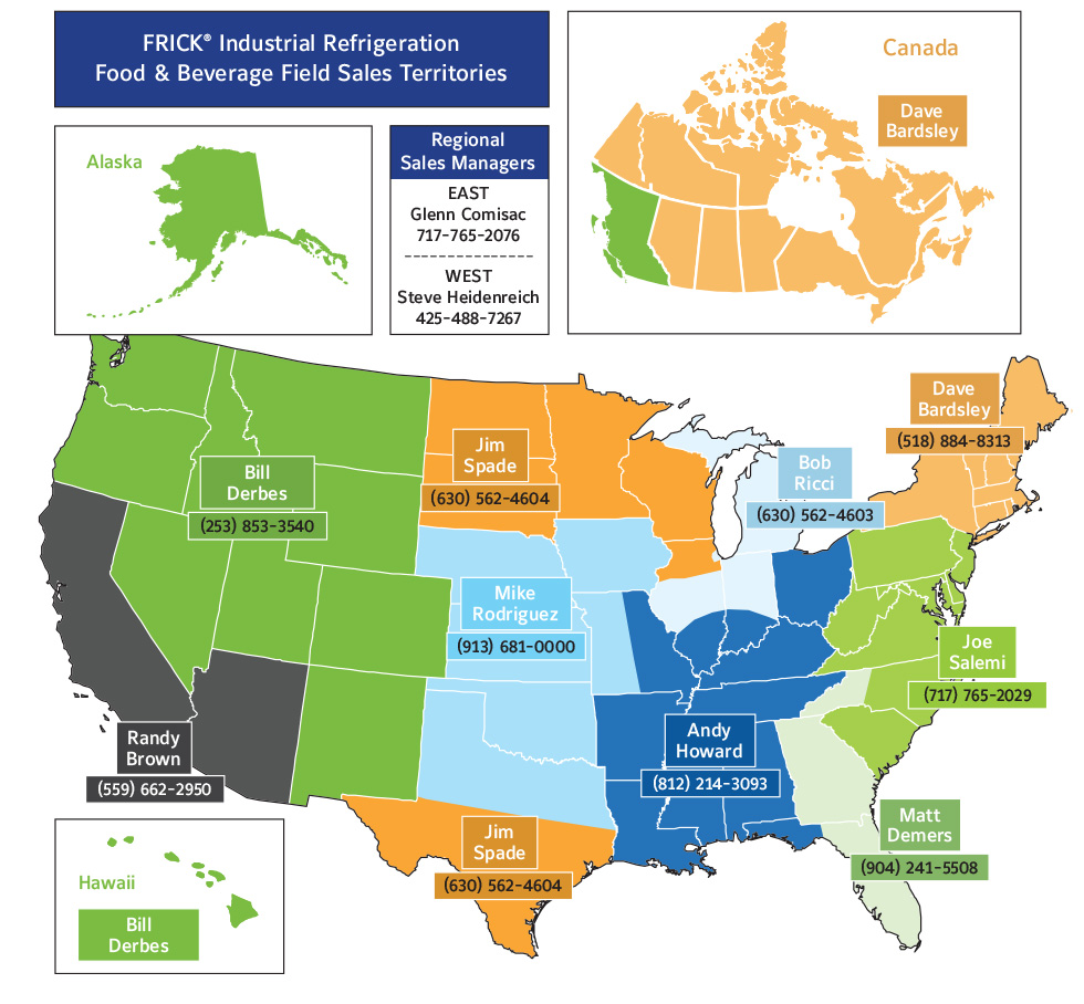 FRICK Industrial Refrigeration Sales Territories Map | Johnson Controls