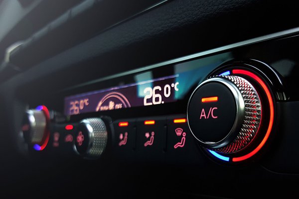 Close-up of buttons on the dashboard of a car
