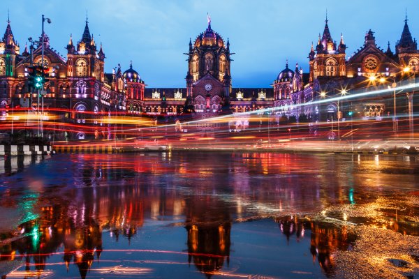 Motion-blur shot of the Chattrapati Shivaji Maharaj Terminus in Mumbai, India