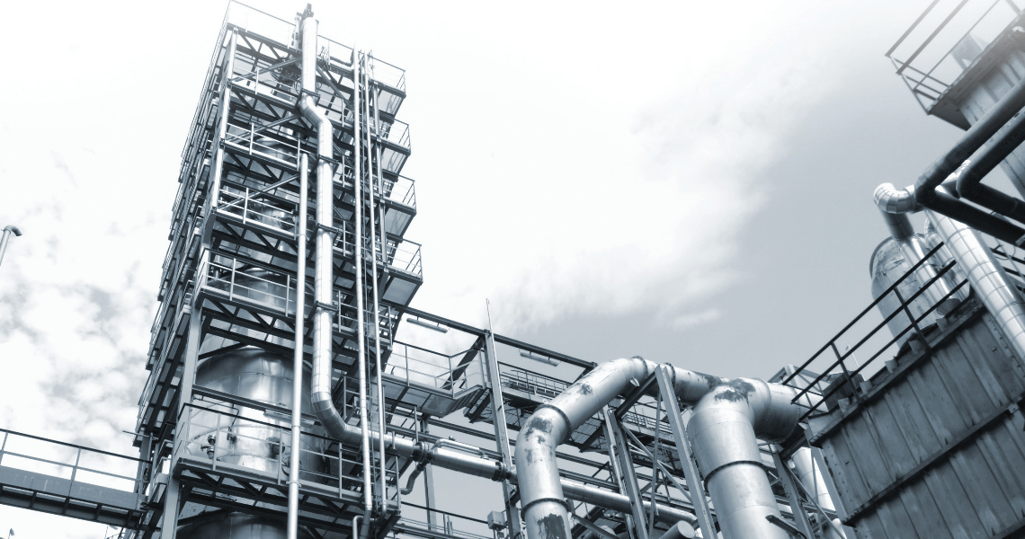 Frog's-eye view of a gas processing facility