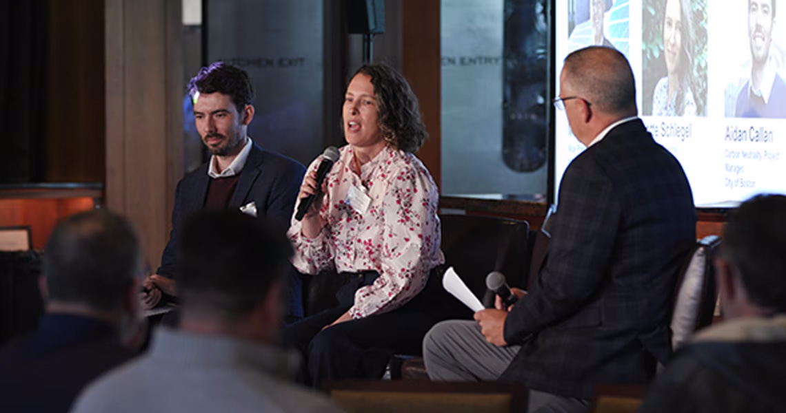 Panel member speaking in the Sustainability Summit hosted by Johnson Controls