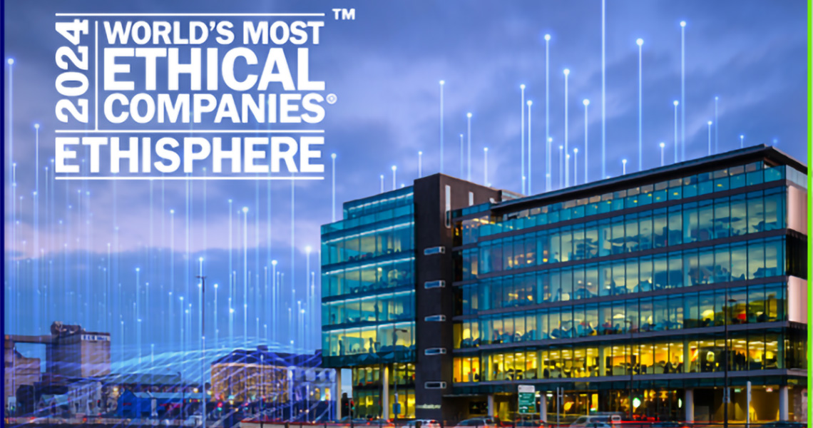 Poster celebrating membership of Johnson Contols in the list of  World's Most Ethical Companies 2024, listed by Ethisphere