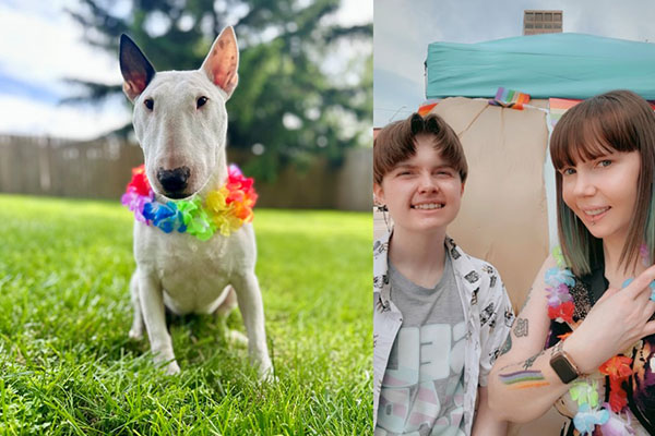 Jessie Young and her son Dimitri (left) and their dog Mia (Right) in Dayton, Ohio, USA.