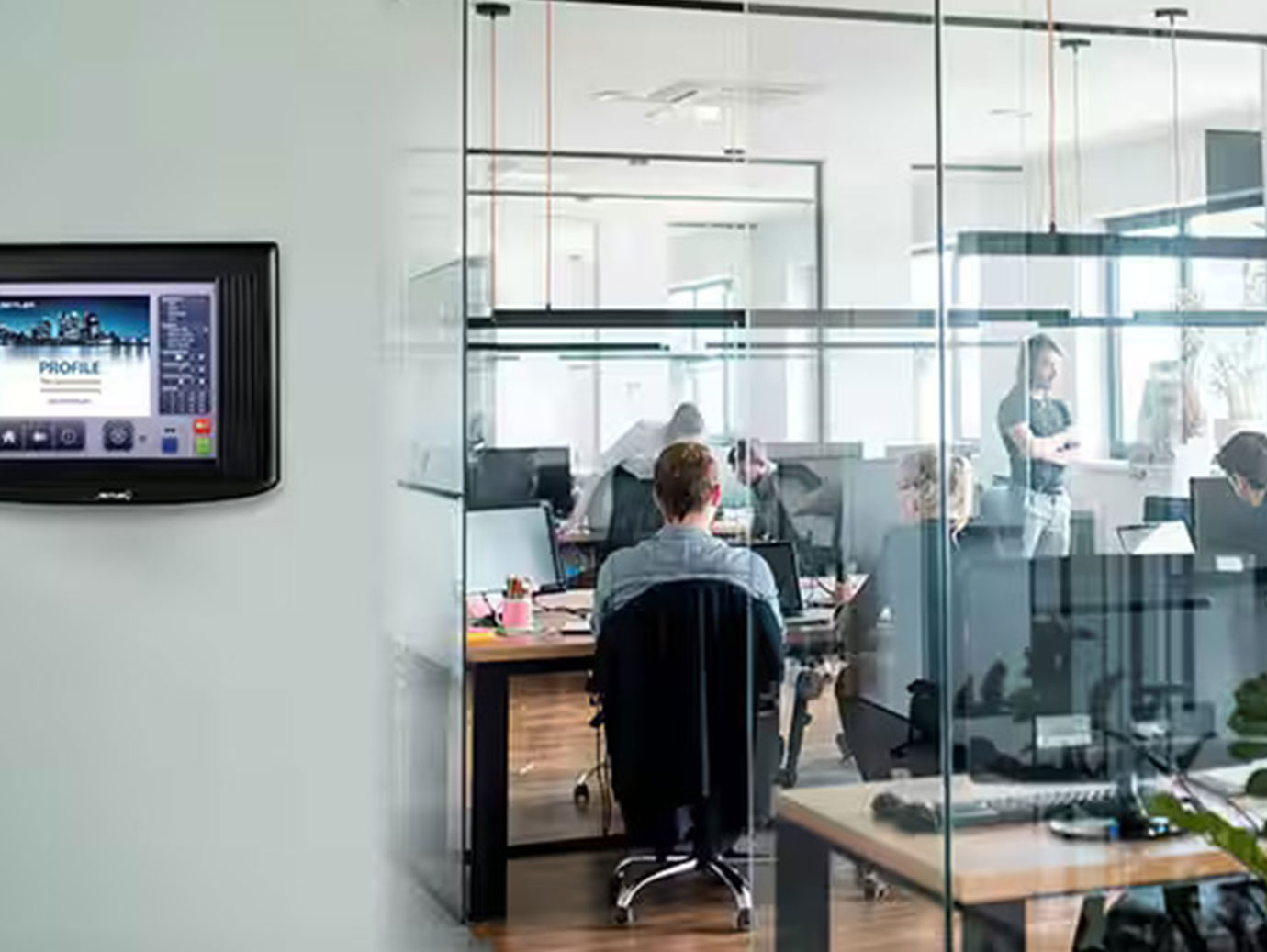 a control panel next conference room