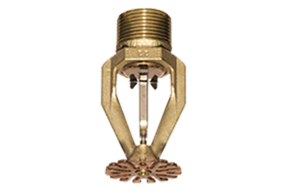 A fire sprinkler unit with a golden polish