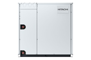 A Hitachi Water Source Variable Refrigerant Flow system on a white background