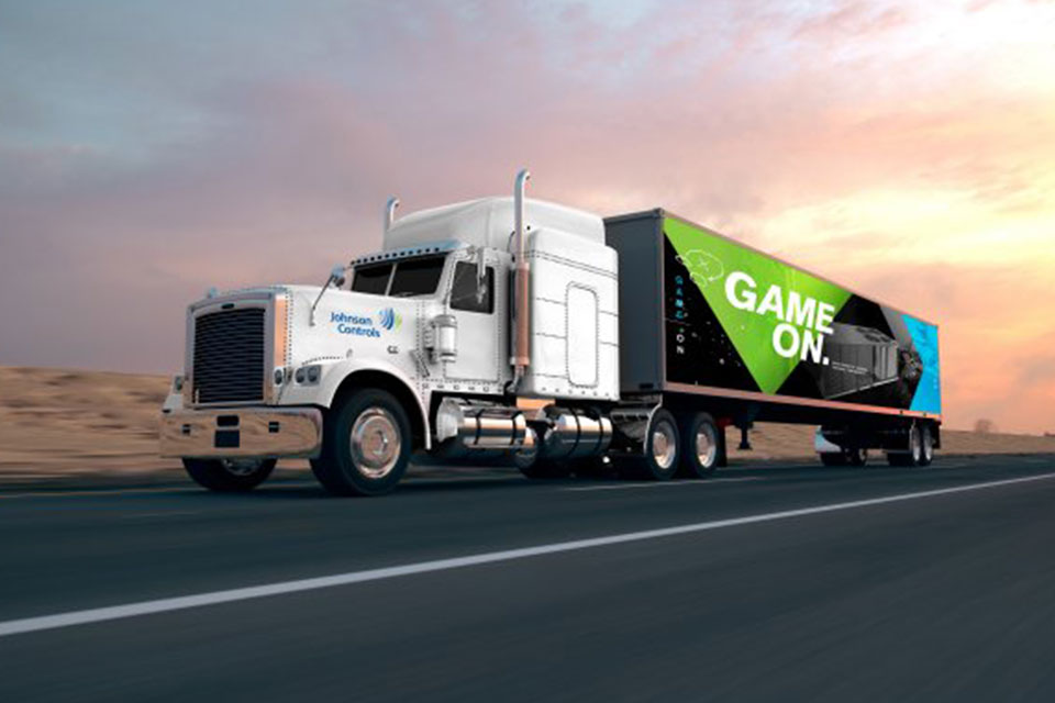 Johnson Controls “Game On” Rooftop Unit Roadshow truck with motion blur